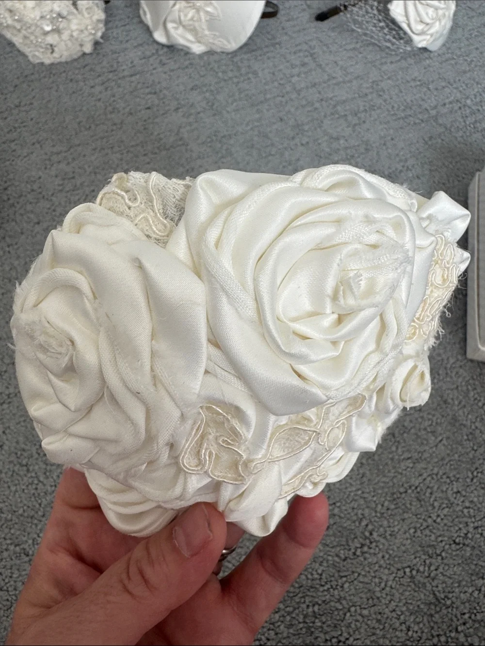 Ivory Satin Floral Rosette Fascinator Headband